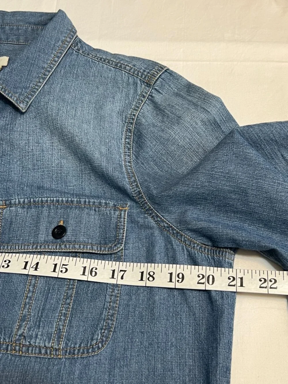 J.Crew Denim Chambray Shirt Dress Size 12 Long Sleeve Pocket Tunic